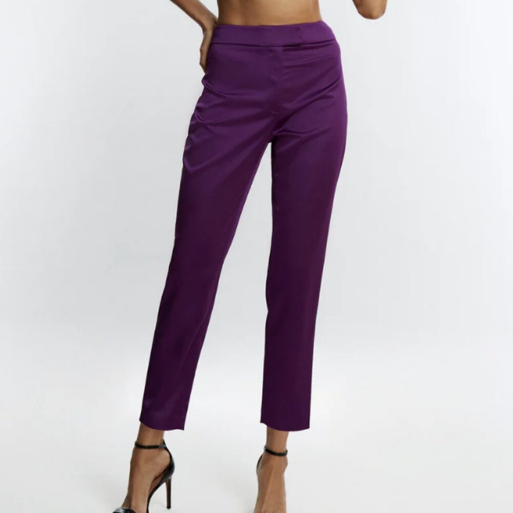 NWOT BCBG Purple Satin Pants - Size 0